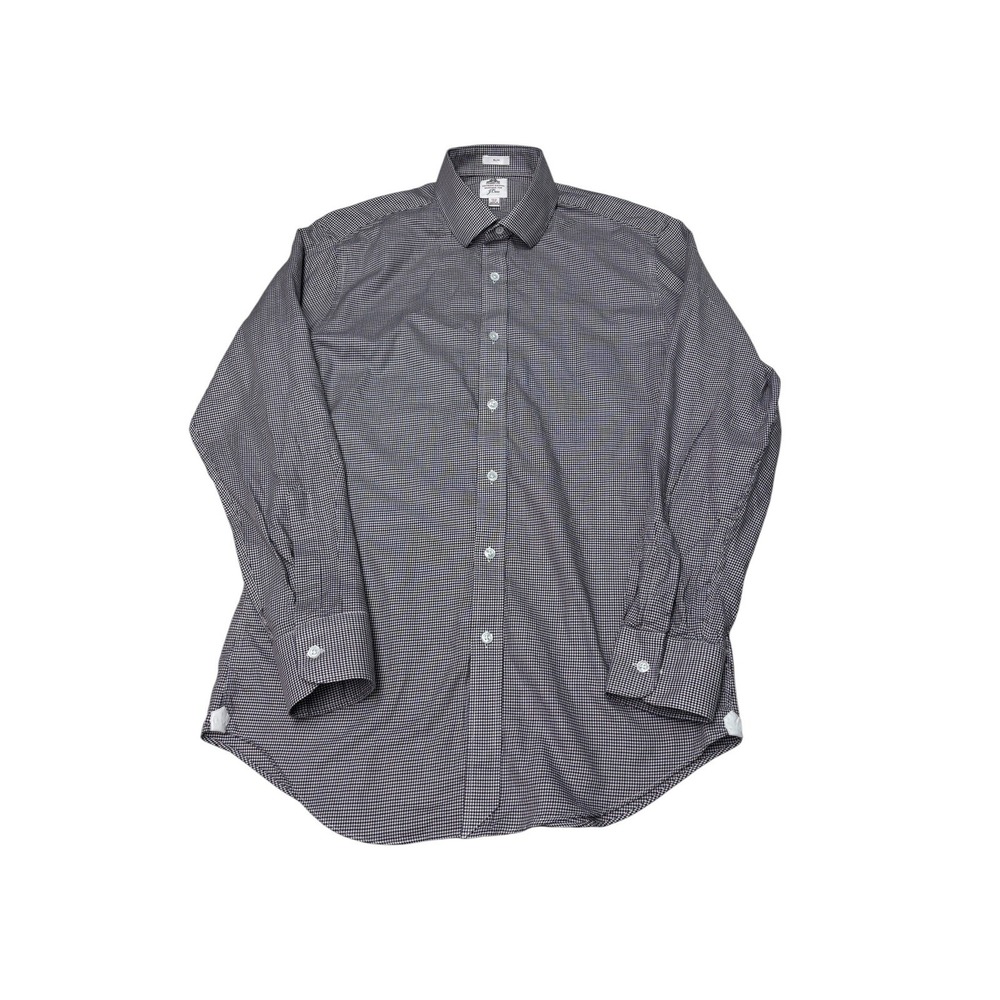 J.Crew Thomas Mason Slim Fit Shirt Mens 15.5 33 Navy Brown Houndstooth Cotton